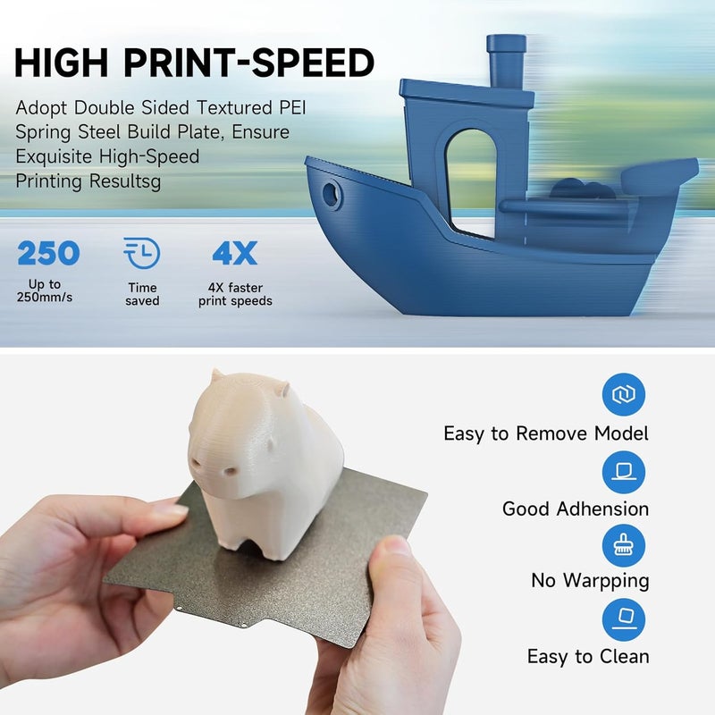 HEPHI3D PEI Build Plate for Tina2 Plus 3D Printer Only, Double Sided Textured PEI Surface Sheet Platform Flexible Platform for Tina2 Plus 3D Printers, Not Compatible with TINA2S or TINA2 Basic (1PC) - Image 2
